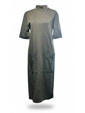 ZARA Woman grey-pinstriped dress